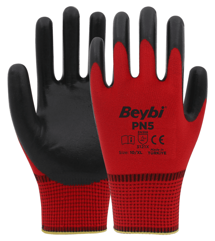 Beybi PN5 Polyester Örme Nitril Eldiven