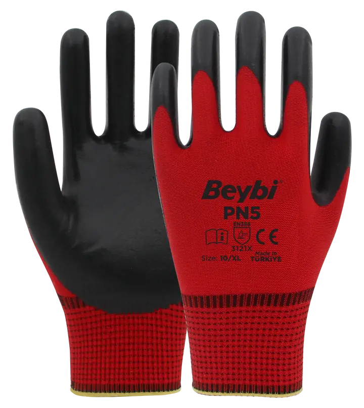 Beybi PN5 Polyester Örme Nitril Eldiven