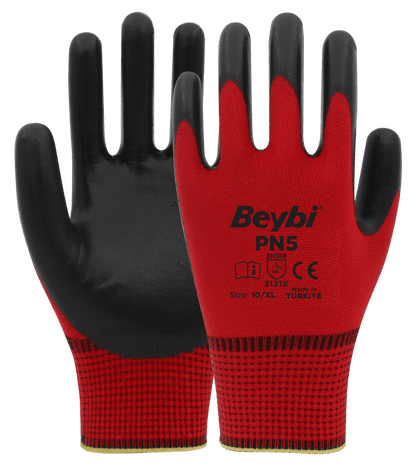 Beybi PN5 Polyester Örme Nitril Eldiven